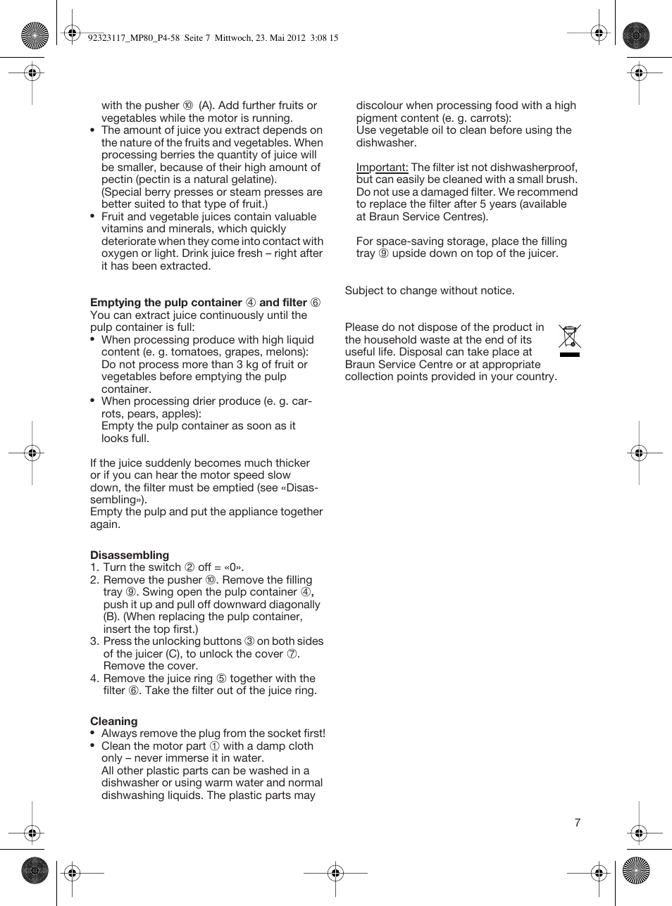 Braun Multiquick 5 MP 80 User Manual | Page 7 / 57
