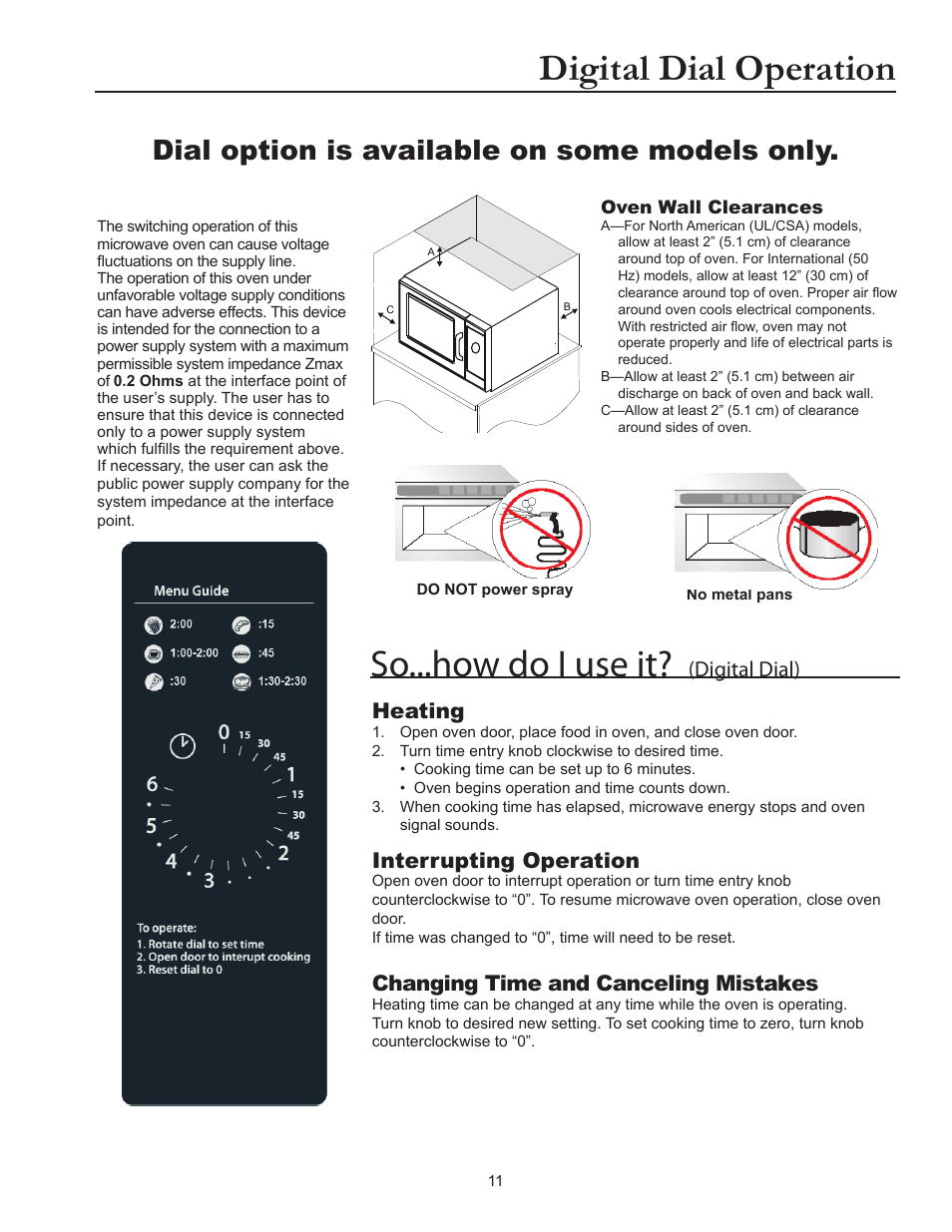 Digital dial operation, So...how do i use it, Dial option is available on some models only | Digital dial) heating, Interrupting operation, Changing time and canceling mistakes | ACP RCS511TS Owner's Manual User Manual | Page 11 / 14