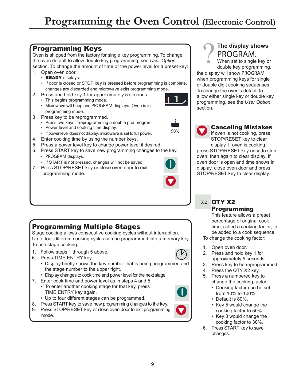 Programming the oven control, Electronic control), Program | Programming keys, Programming multiple stages | ACP RCS511TS Owner's Manual User Manual | Page 9 / 14