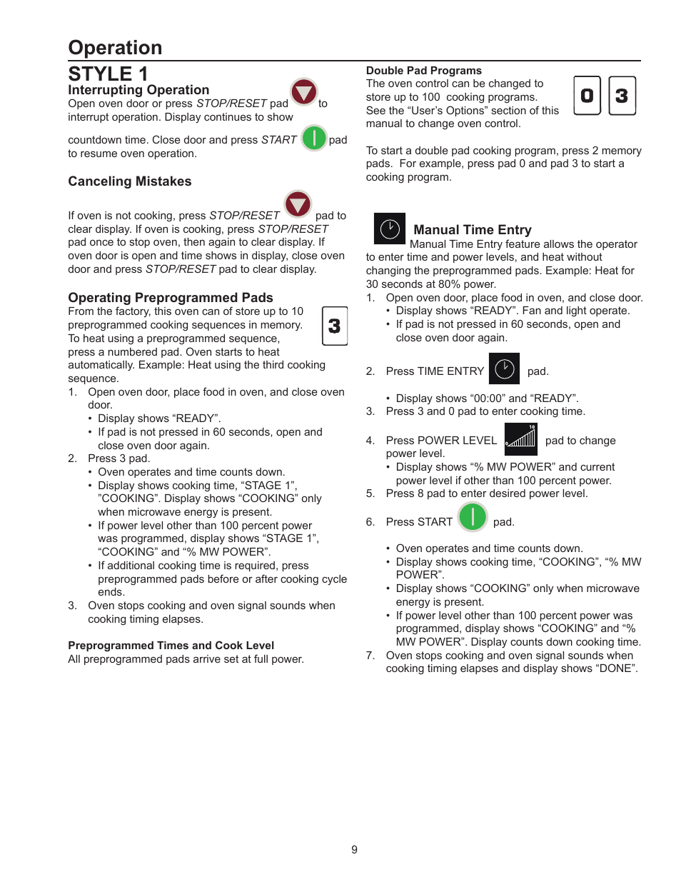 Operation, Style 1 | ACP HDC182 Owner's Manual User Manual | Page 9 / 19