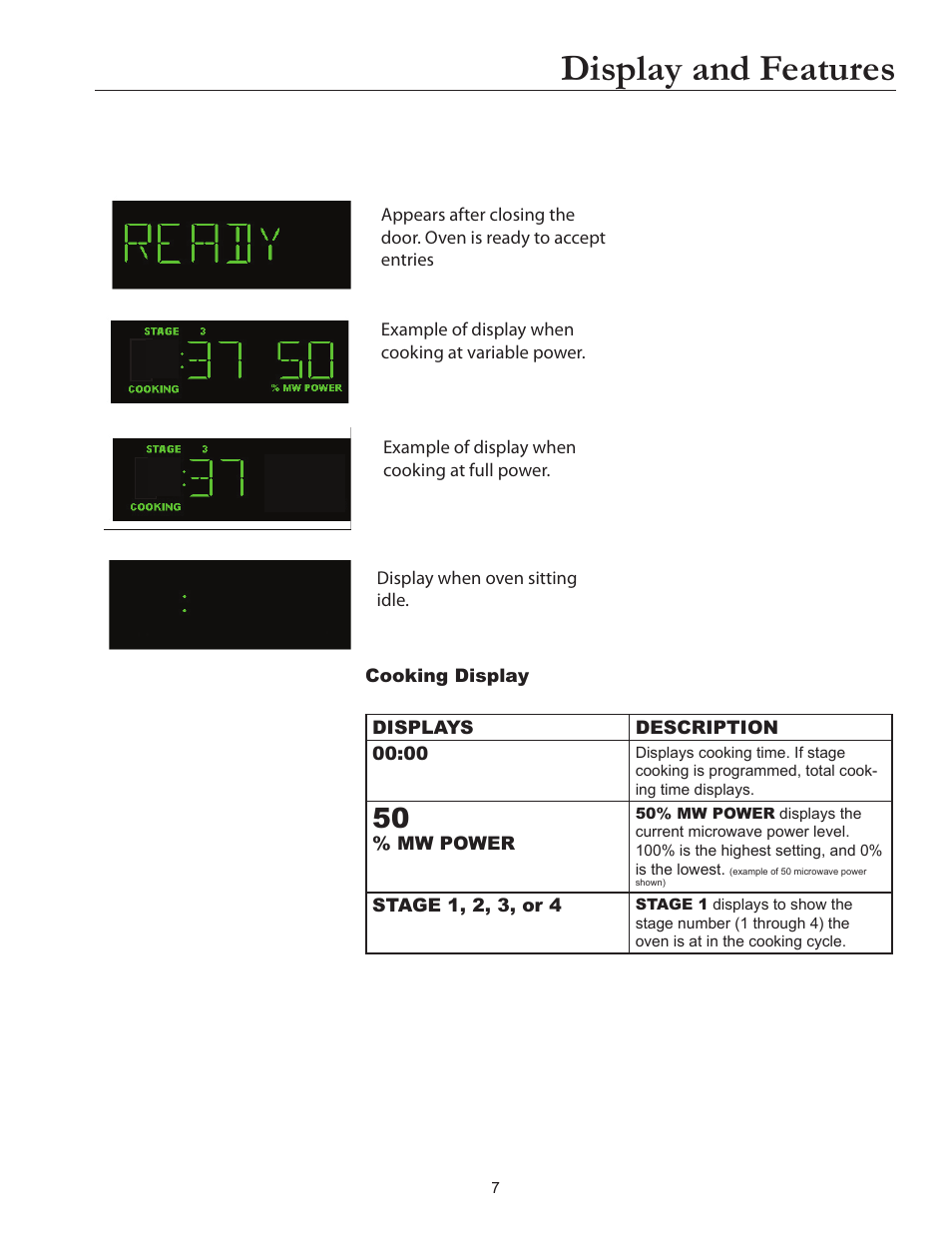 Display and features | ACP MOC5241 Owner's Manual User Manual | Page 7 / 12