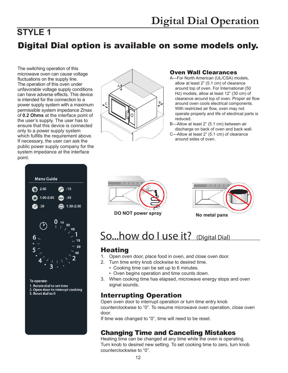 Digital dial operation, So...how do i use it, Style 1 | Digital dial) heating, Interrupting operation, Changing time and canceling mistakes | ACP RFS518TS Owner's Manual User Manual | Page 12 / 16