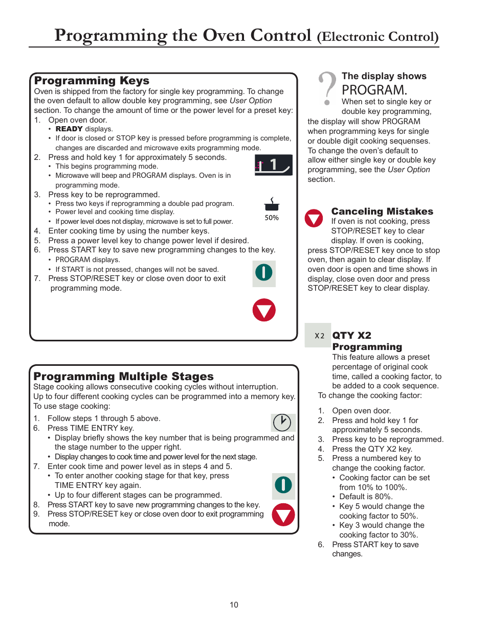 Programming the oven control, Electronic control), Program | Programming keys, Programming multiple stages | ACP RCS10DSE Owner's Manual User Manual | Page 10 / 61