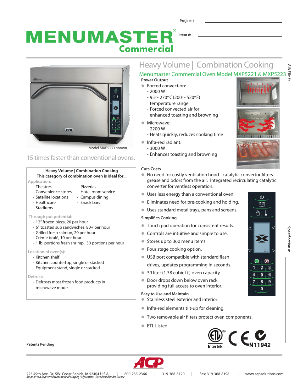 ACP MXP5223 Spec Sheet User Manual | 2 pages