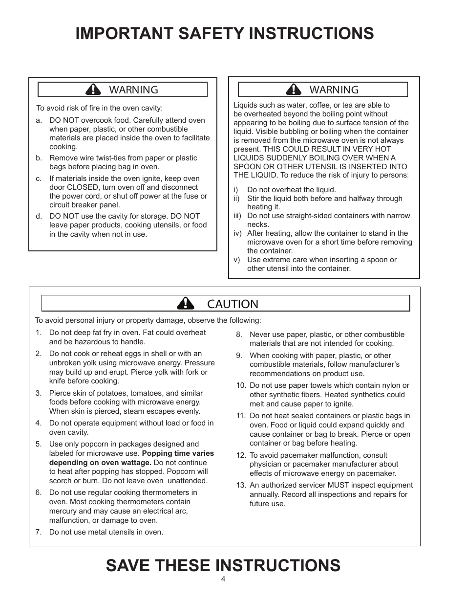 Caution, Warning | ACP MRC30S2 Owner's Manual User Manual | Page 4 / 13