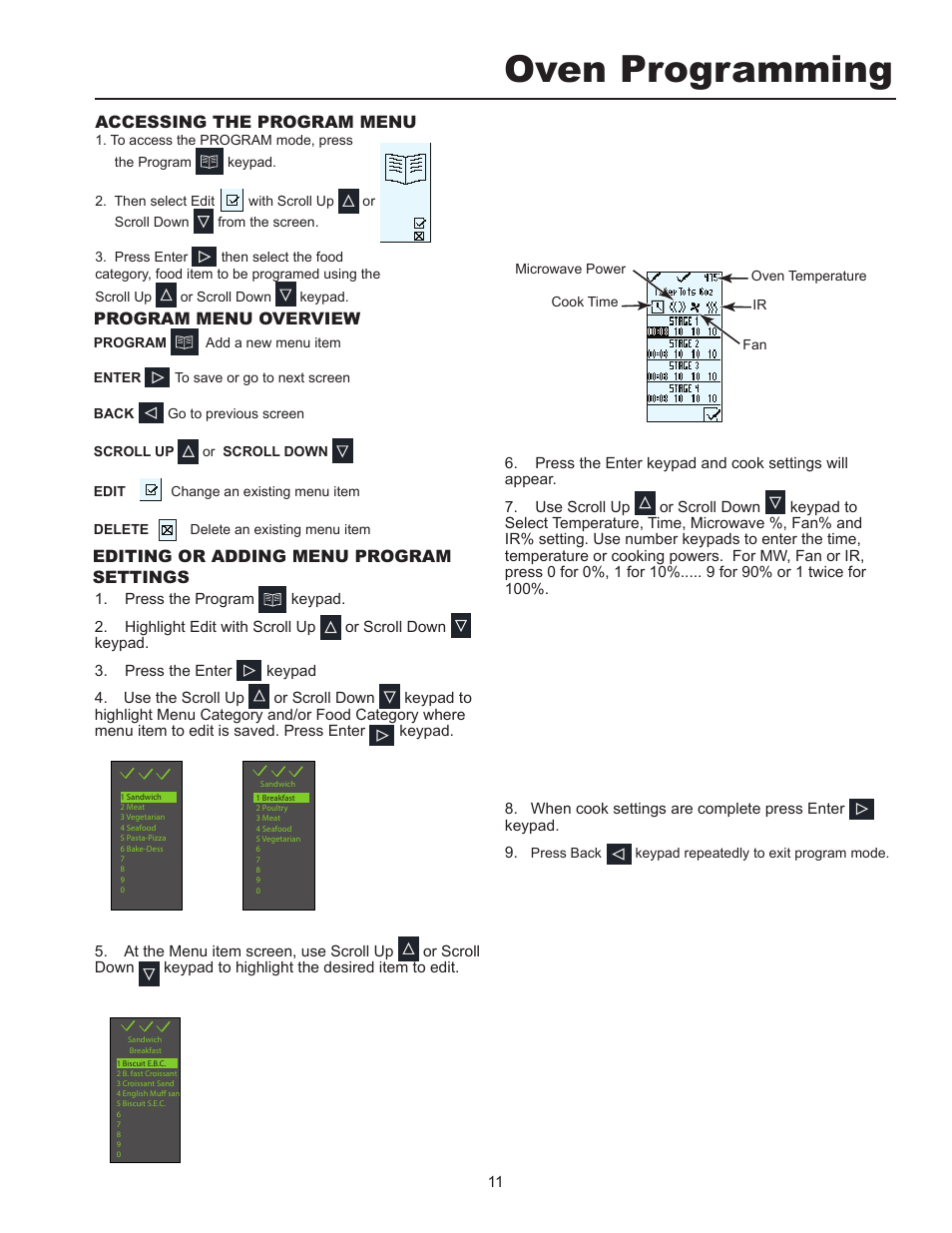 Oven programming, Accessing the program menu | ACP MXP22 Owner's Manual User Manual | Page 11 / 19