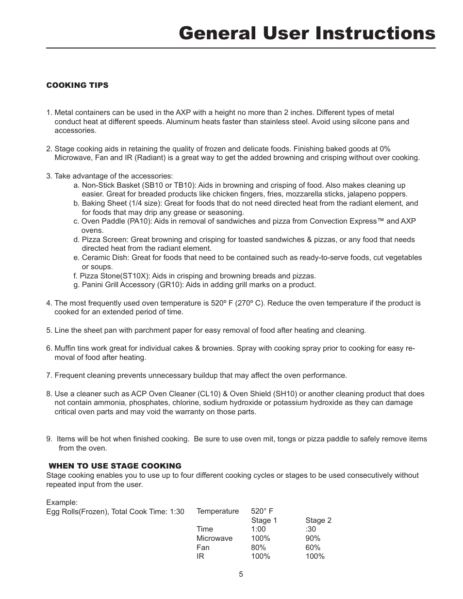 General user instructions | ACP MXP22 Owner's Manual User Manual | Page 5 / 19