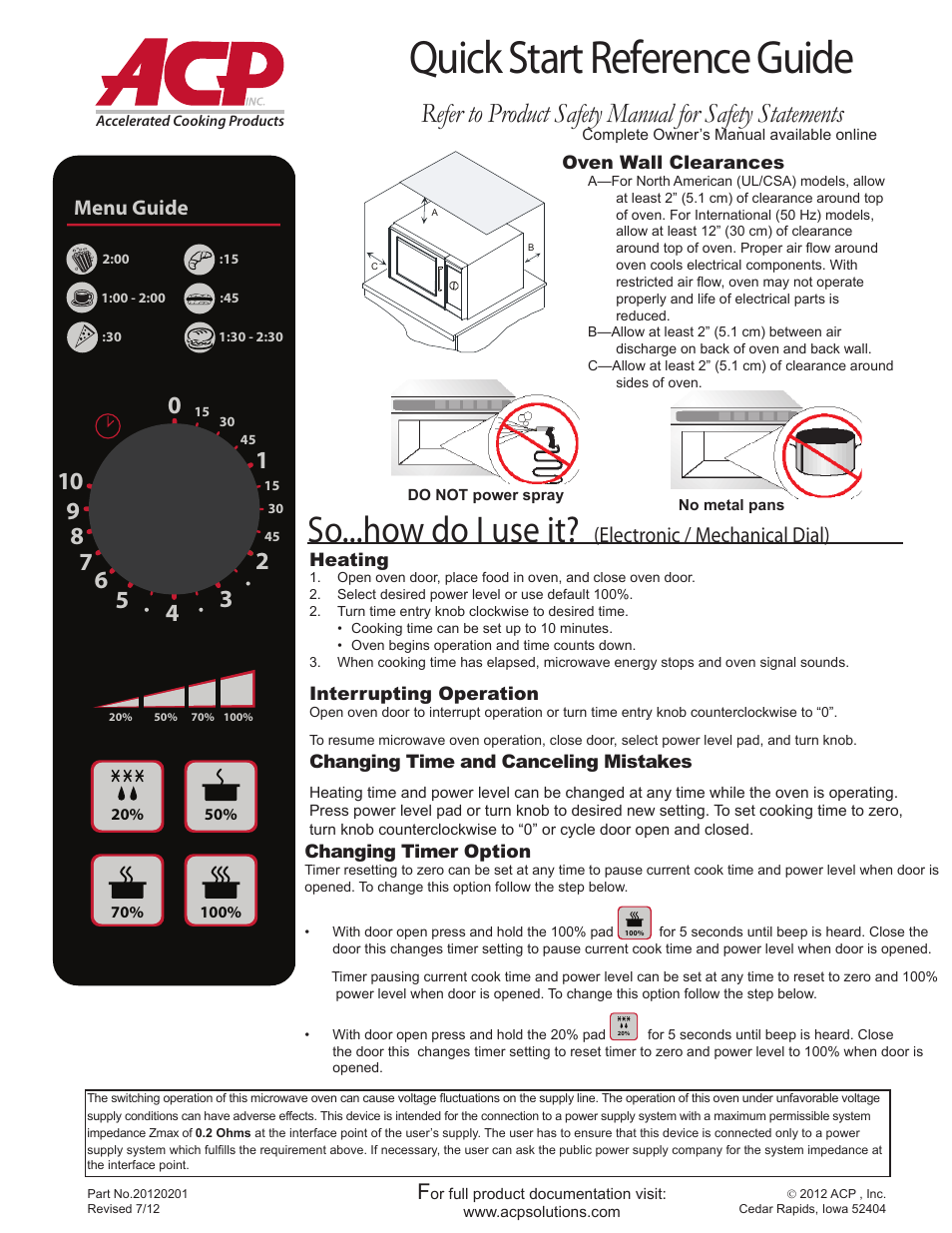 ACP RCS511DSE Quick Start Guide User Manual | 1 page