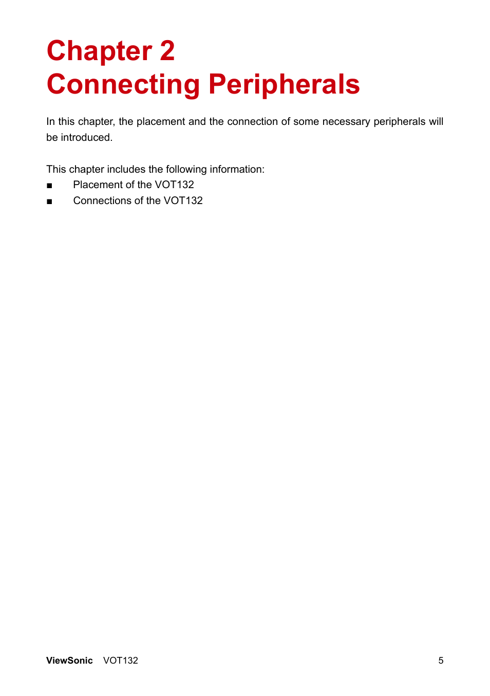 Chapter 2 connecting peripherals | VIEWSONIC PC mini 132 User Manual | Page 12 / 35