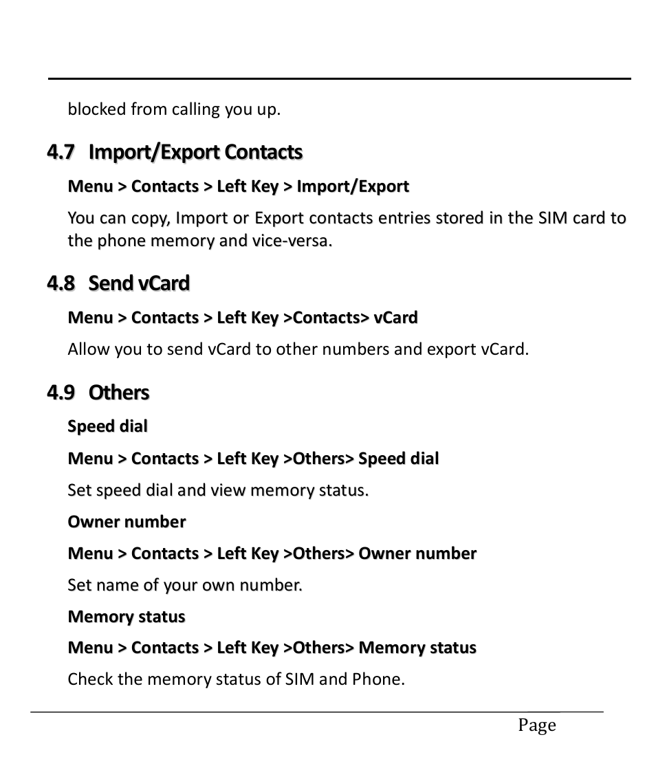 7 import/export contacts, 8 send vcard, 9 others | Import/export contacts, Send vcard, Others, User manual | Lava Mobiles Spark 285 User Manual | Page 13 / 29