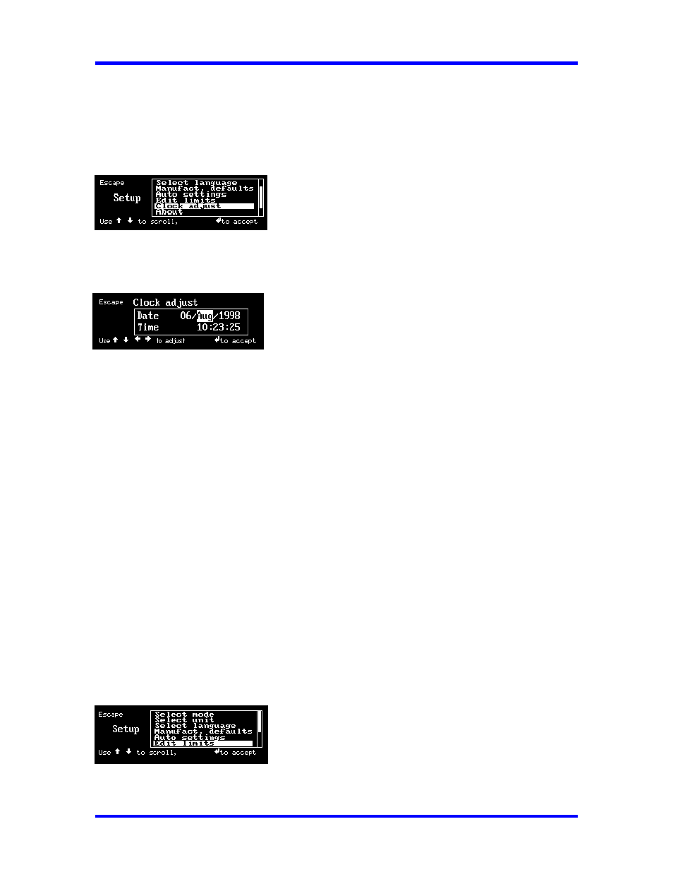 Programming setup, Setting up date and time, Setting up high and low limits alert | Snap-On 5000-ST User Manual | Page 29 / 74