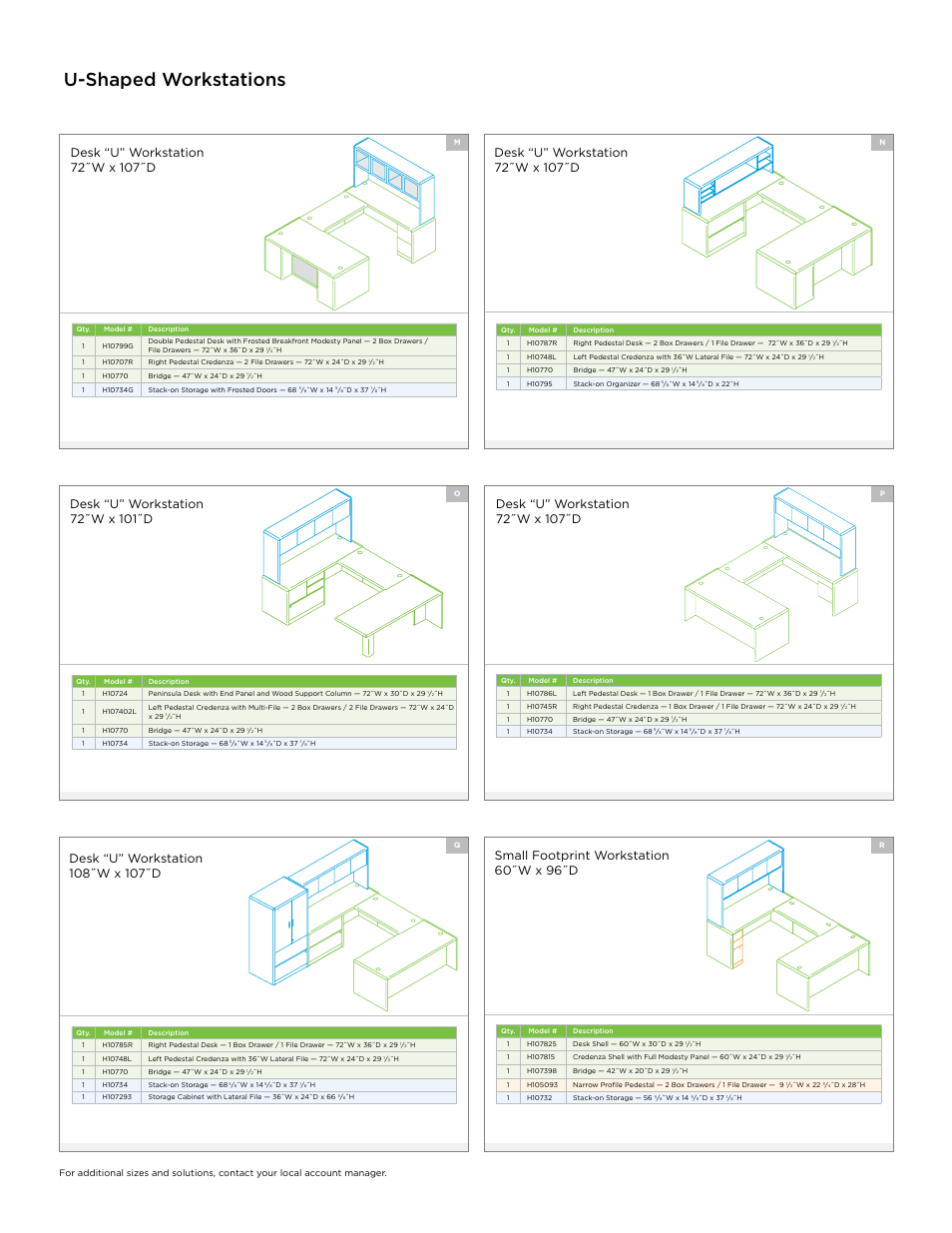 U-shaped workstations, Small footprint workstation 60˝w x 96˝d | HON 10700 Laminate Desking User Manual | Page 5 / 6