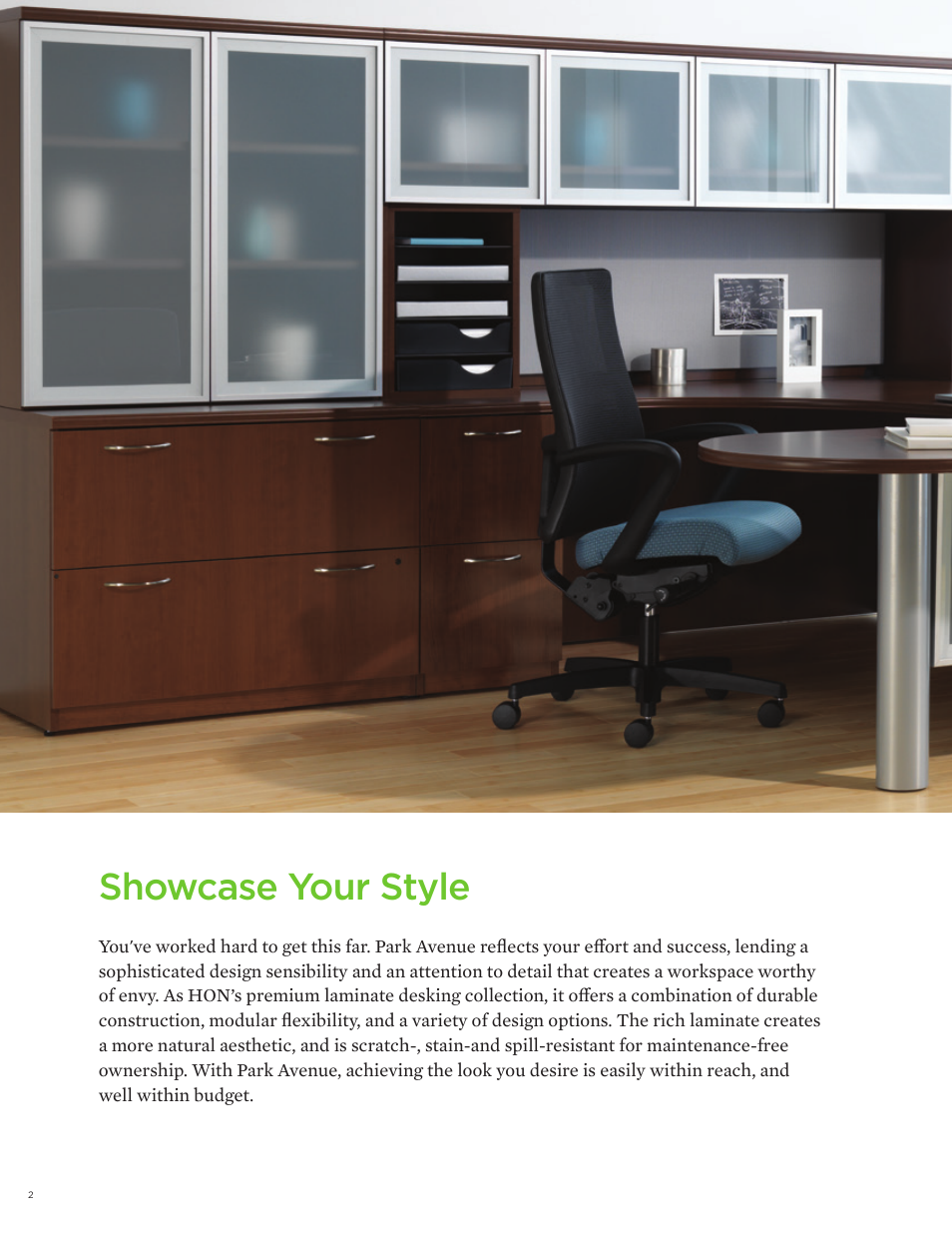 Showcase your style | HON Park Avenue Collection Laminate Desking User Manual | Page 2 / 8
