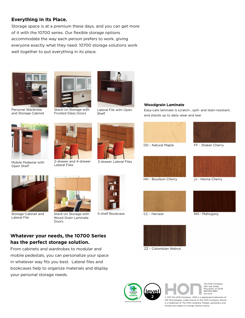 Everything in its place | HON 10700 Laminate Desking User Manual | Page 2 / 2