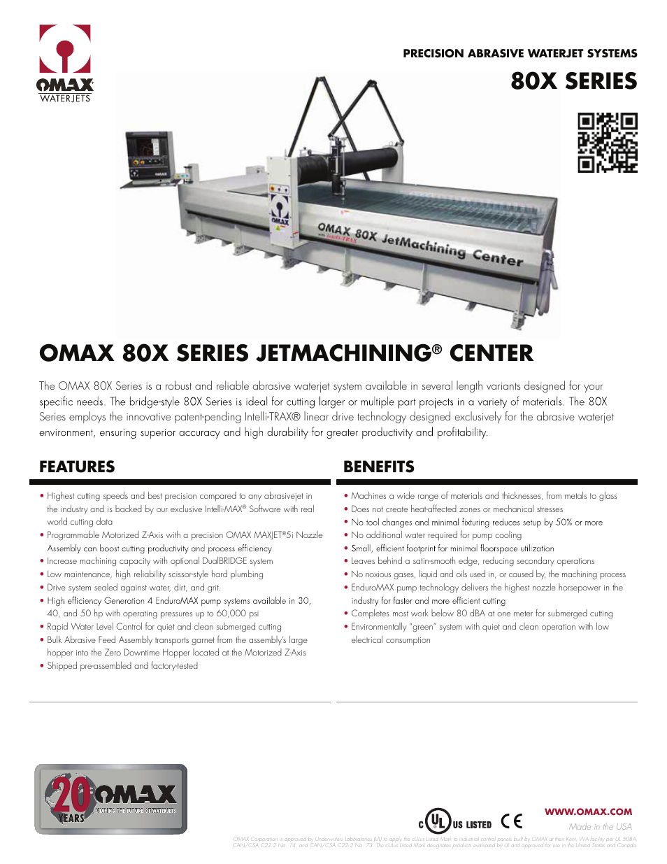 OMAX 80X Series JetMachining Center User Manual | 2 pages