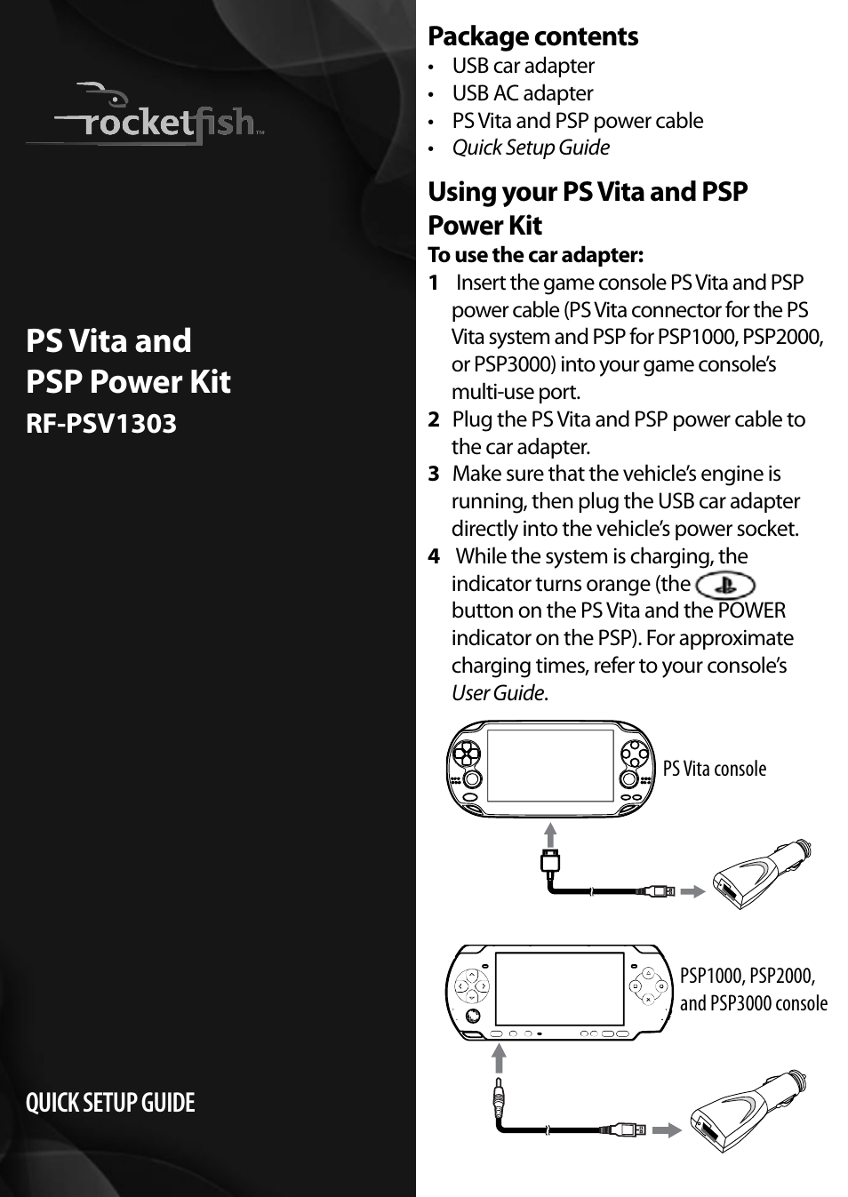 RocketFish RF-PSV1303 - Quick Setup Guide User Manual | 2 pages