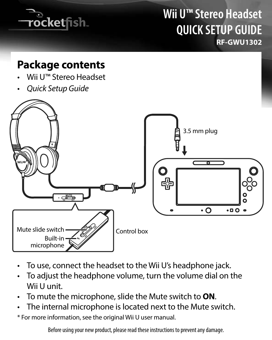 RocketFish RF-GWU1302 - Quick Setup Guide User Manual | 2 pages