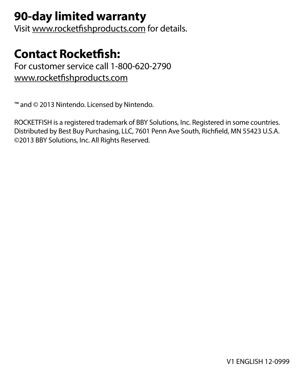 Day limited warranty, Contact rocketfish | RocketFish RF-GWU1302 - Quick Setup Guide User Manual | Page 2 / 2