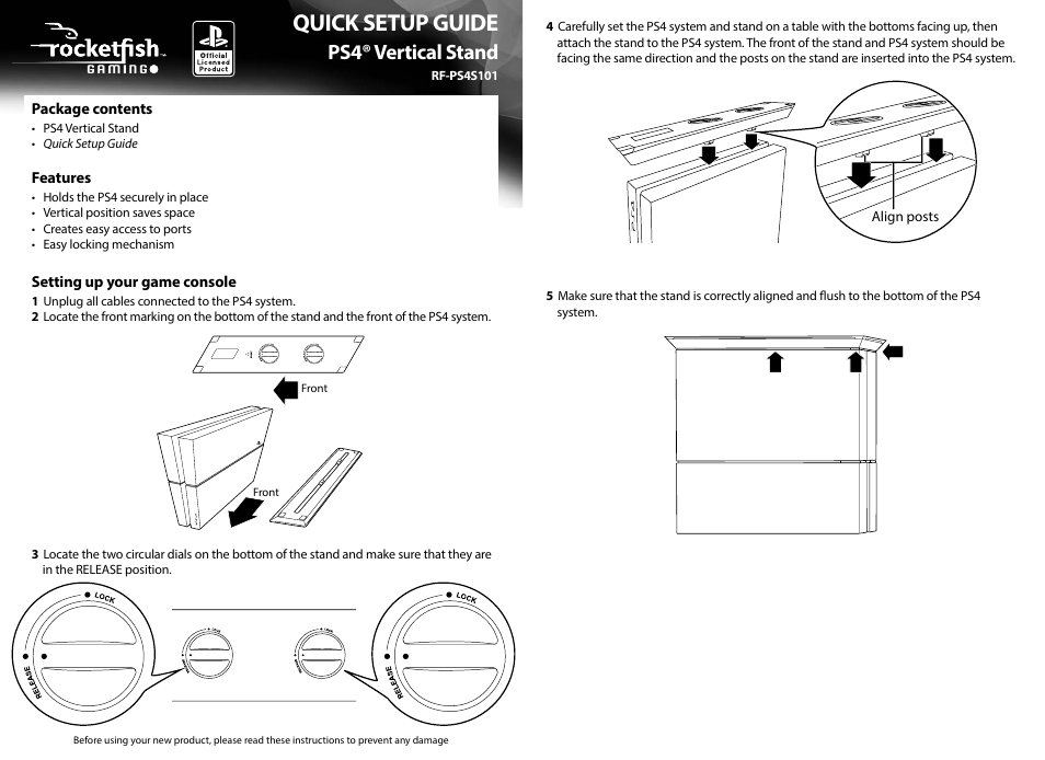 RocketFish RF-PS4S101 - Quick Setup Guide User Manual | 2 pages