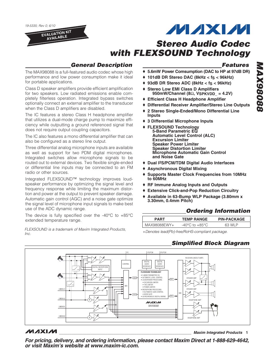 Rainbow Electronics MAX98088 User Manual | 123 pages