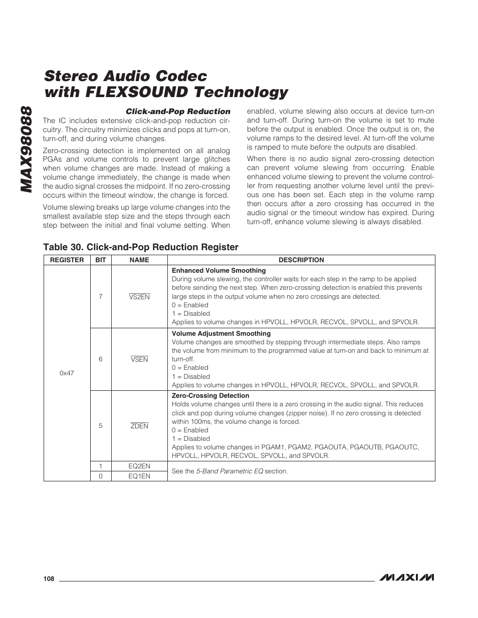 Click-and-pop reduction | Rainbow Electronics MAX98088 User Manual | Page 108 / 123