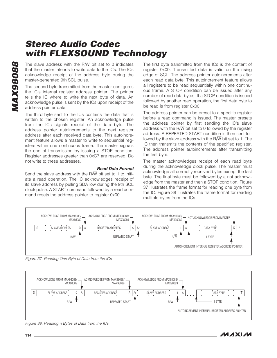 Read data format | Rainbow Electronics MAX98088 User Manual | Page 114 / 123