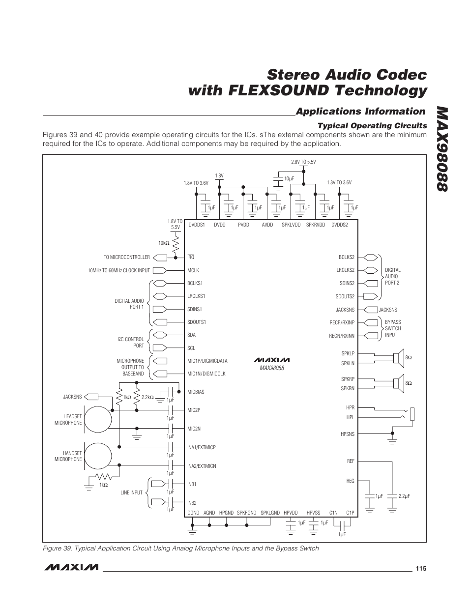 Application information, Typical operating circuits, Applications information | Rainbow Electronics MAX98088 User Manual | Page 115 / 123