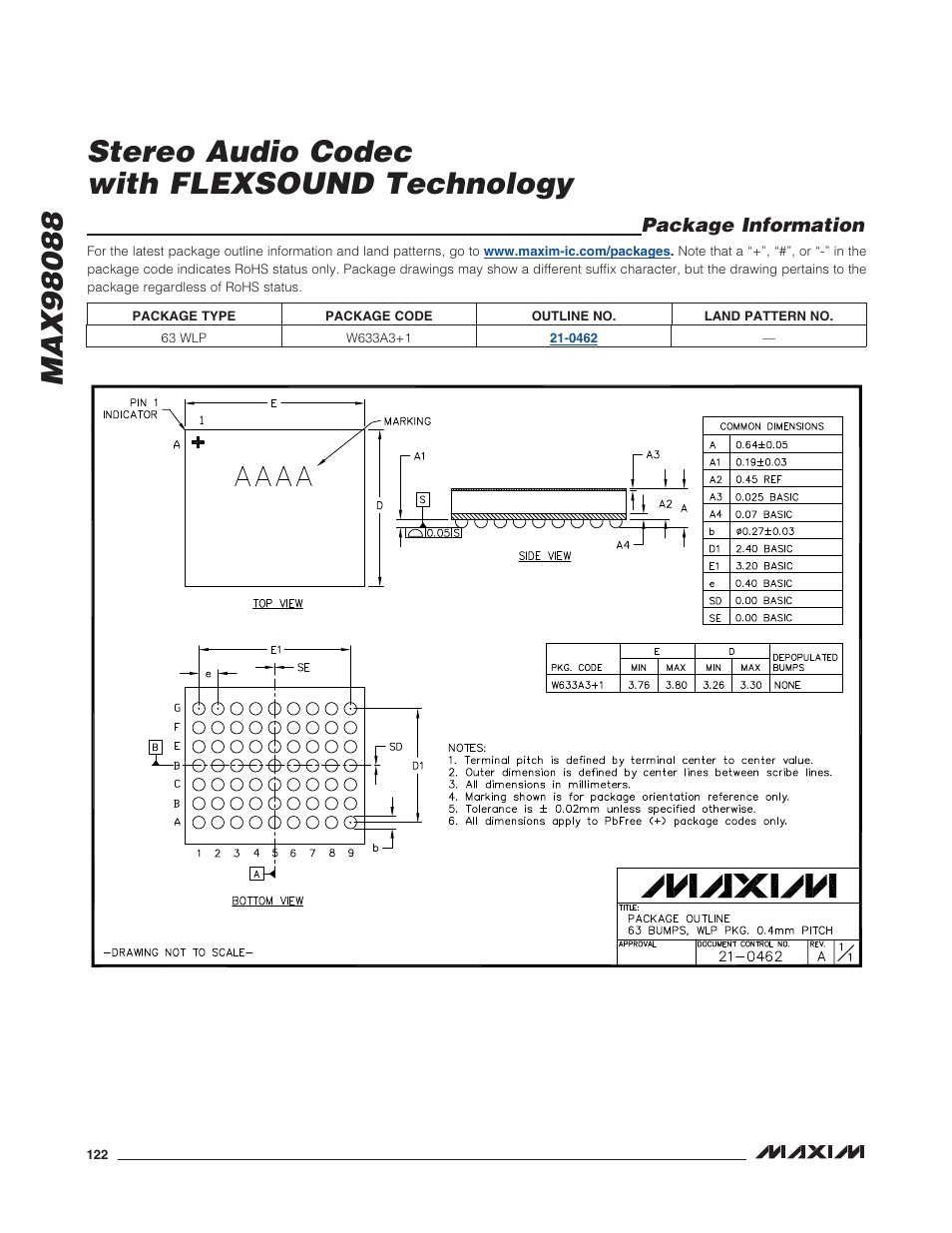Package information | Rainbow Electronics MAX98088 User Manual | Page 122 / 123