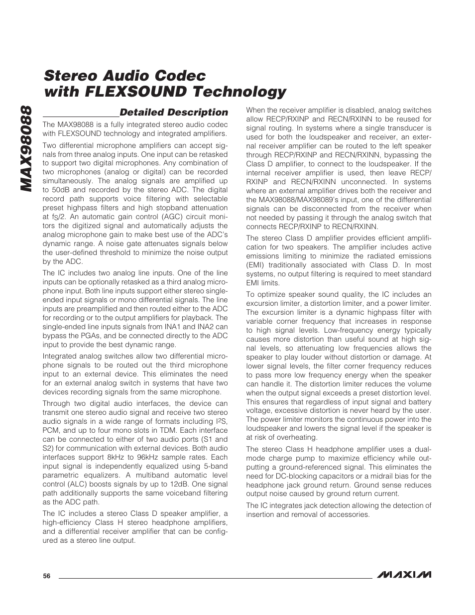 Detailed description | Rainbow Electronics MAX98088 User Manual | Page 56 / 123