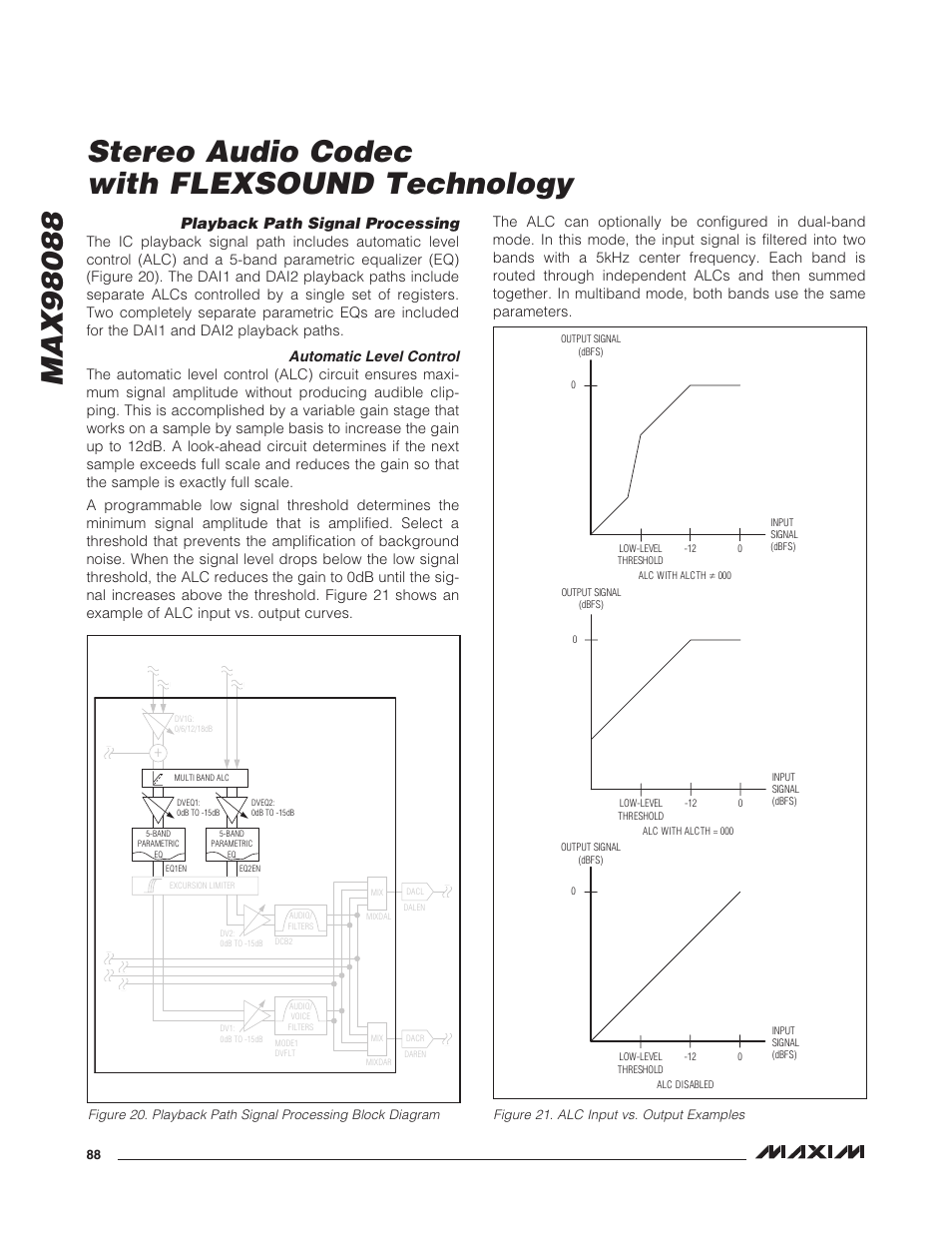 Playback path signal processing, Automatic level control | Rainbow Electronics MAX98088 User Manual | Page 88 / 123