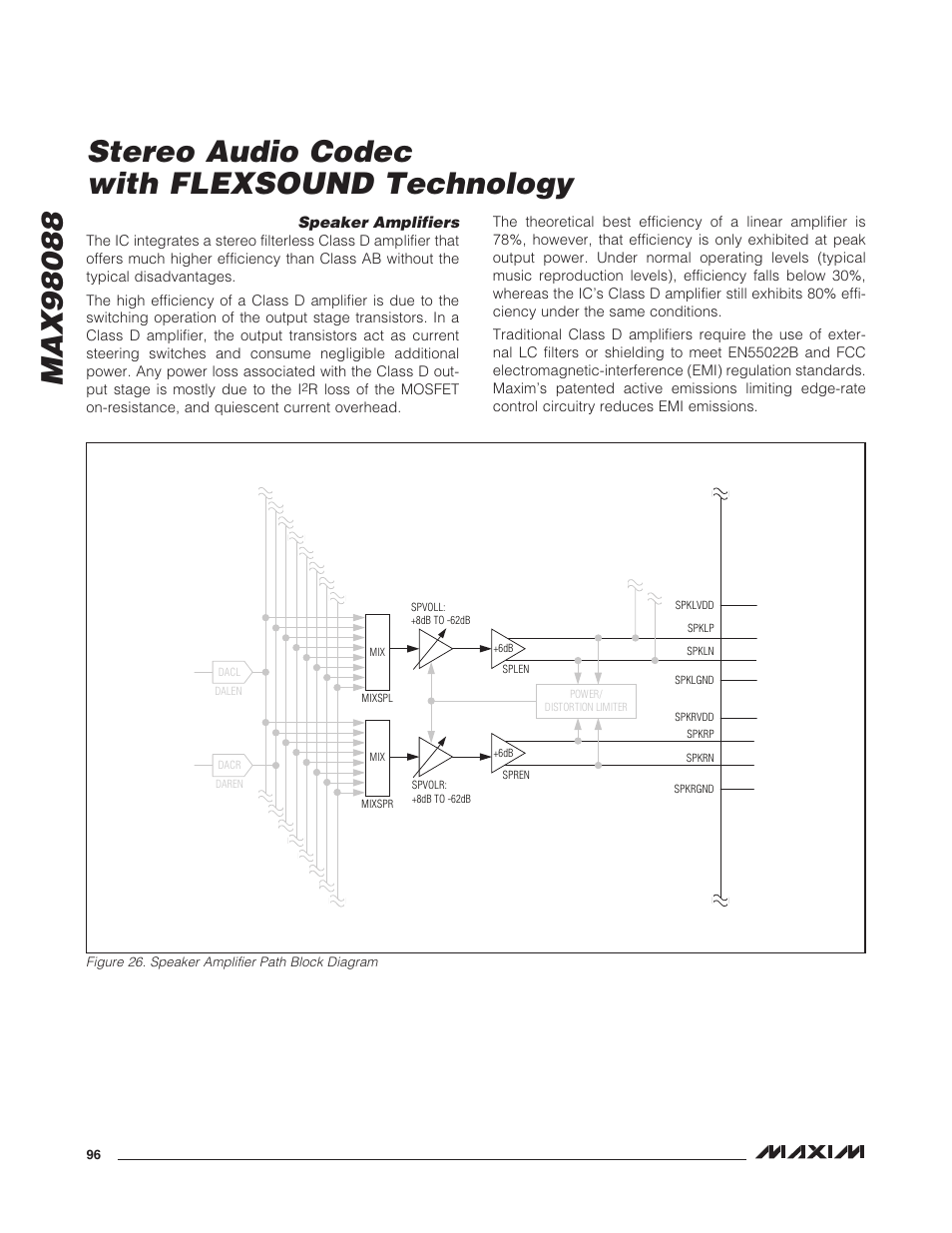 Speaker amplifiers | Rainbow Electronics MAX98088 User Manual | Page 96 / 123