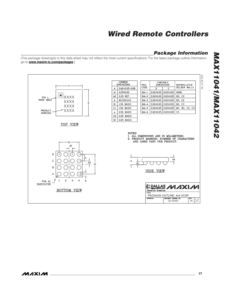 Package information | Rainbow Electronics MAX11042 User Manual | Page 17 / 18