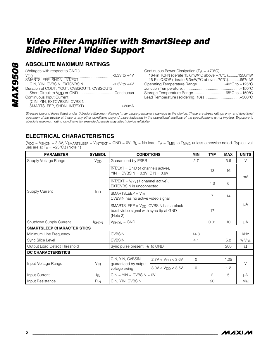 Rainbow Electronics MAX9508 User Manual | Page 2 / 25