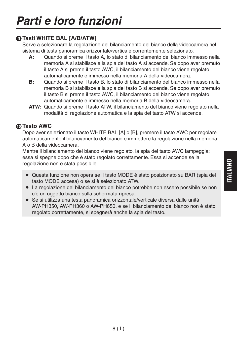Parti e loro funzioni | Panasonic AW-RP555 User Manual | Page 135 / 296
