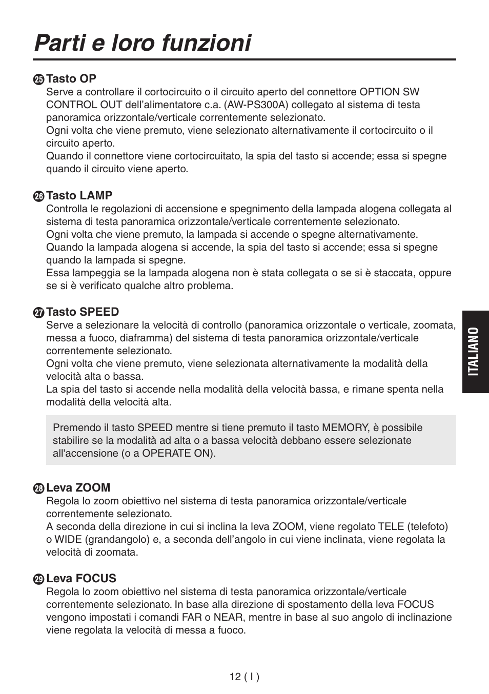 Parti e loro funzioni | Panasonic AW-RP555 User Manual | Page 139 / 296