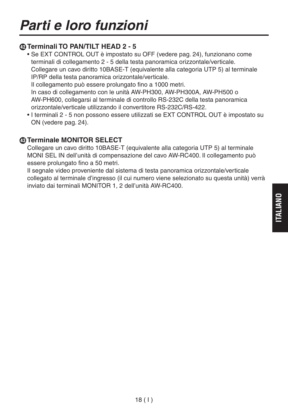 Parti e loro funzioni | Panasonic AW-RP555 User Manual | Page 145 / 296