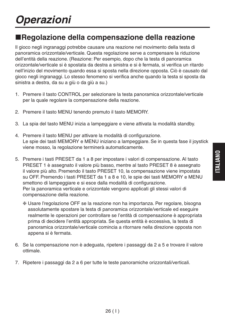 Operazioni, Regolazione della compensazione della reazione | Panasonic AW-RP555 User Manual | Page 153 / 296