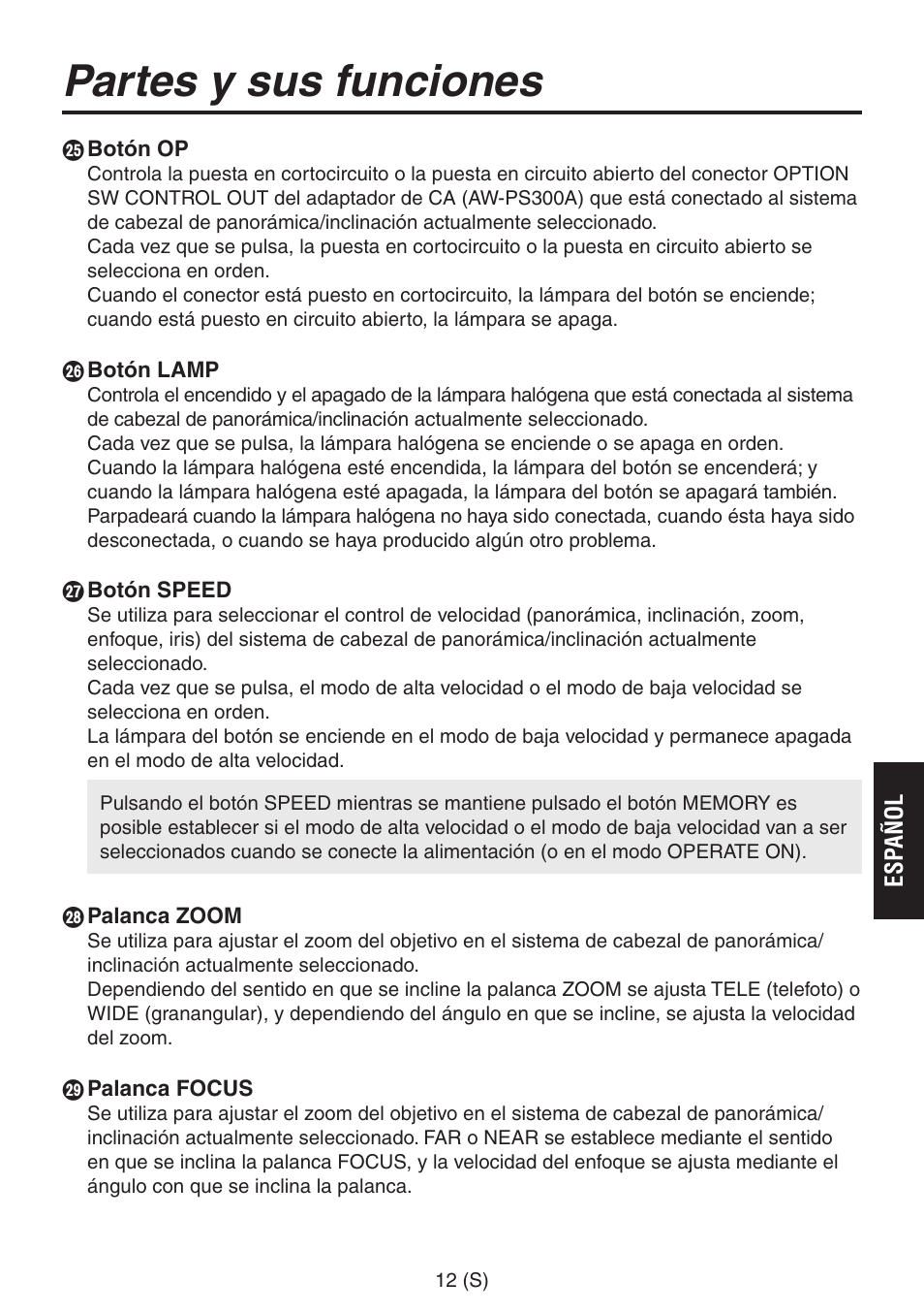 Partes y sus funciones | Panasonic AW-RP555 User Manual | Page 181 / 296