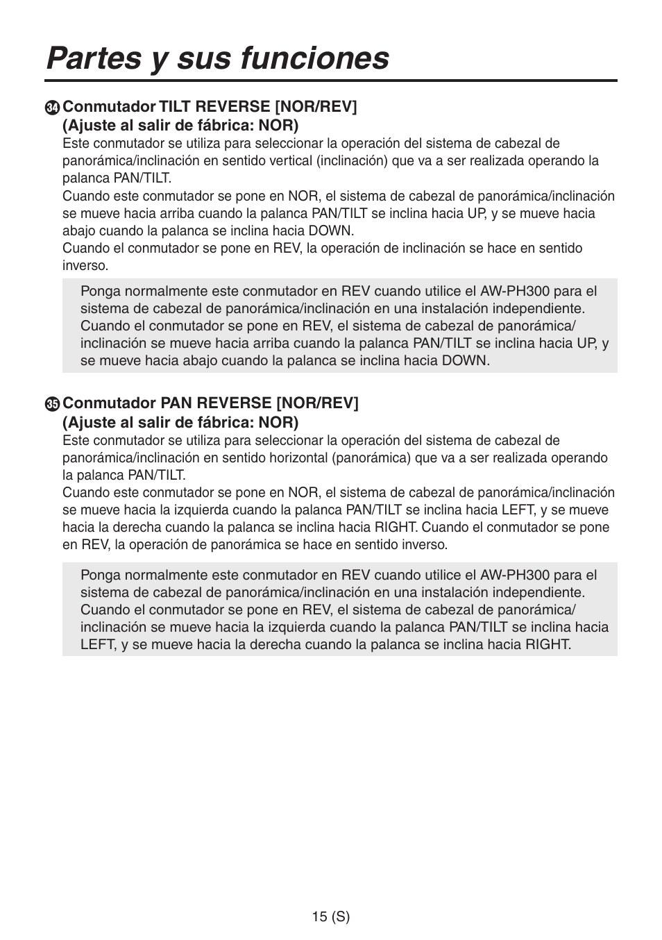 Partes y sus funciones | Panasonic AW-RP555 User Manual | Page 184 / 296