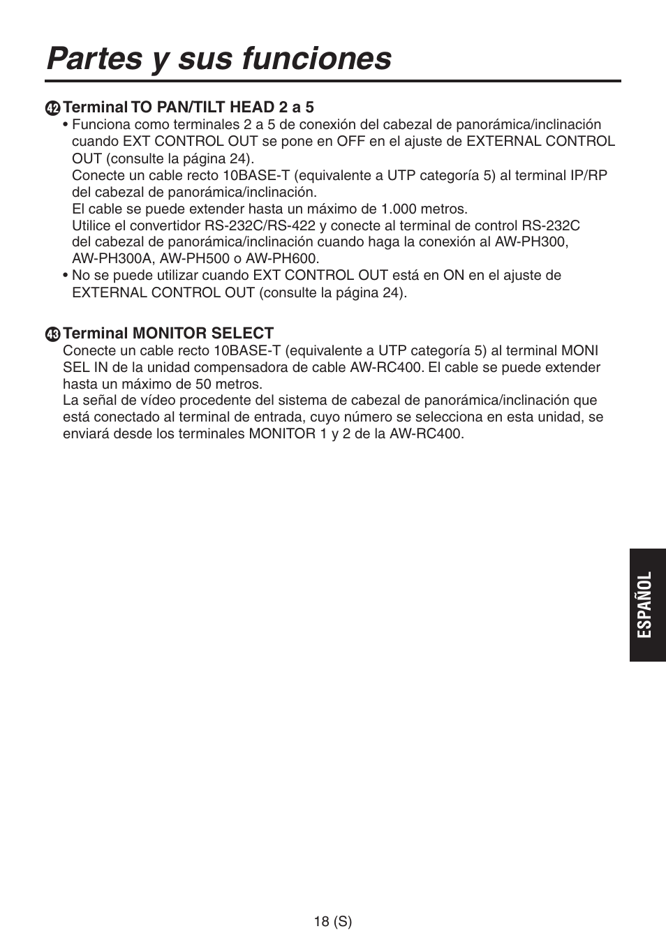 Partes y sus funciones | Panasonic AW-RP555 User Manual | Page 187 / 296