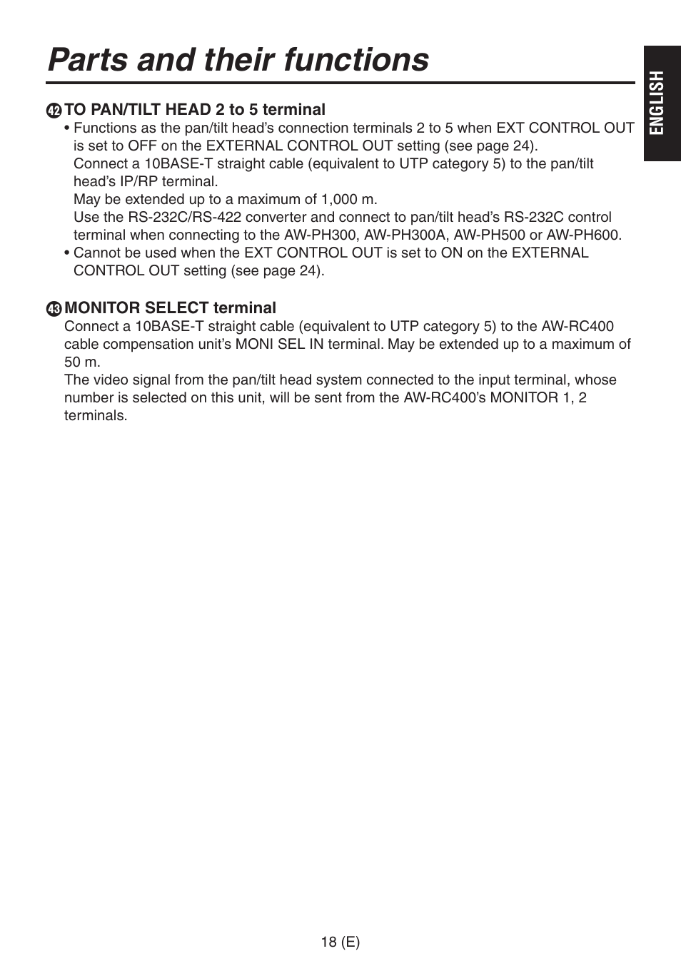 Parts and their functions | Panasonic AW-RP555 User Manual | Page 19 / 296
