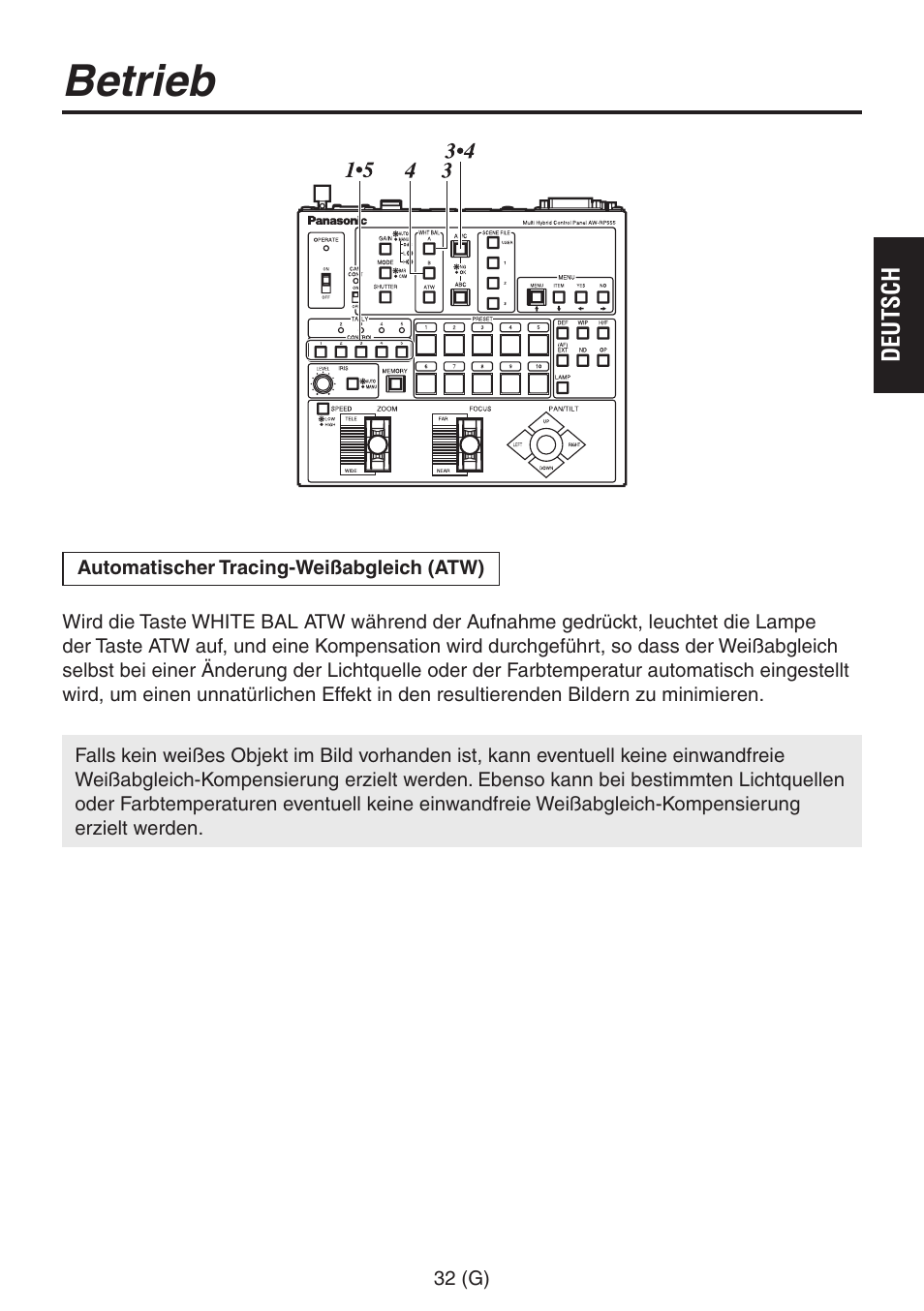 Betrieb | Panasonic AW-RP555 User Manual | Page 75 / 296