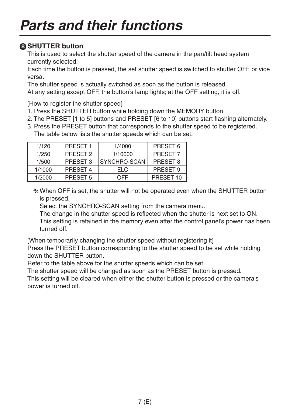 Parts and their functions | Panasonic AW-RP555 User Manual | Page 8 / 296