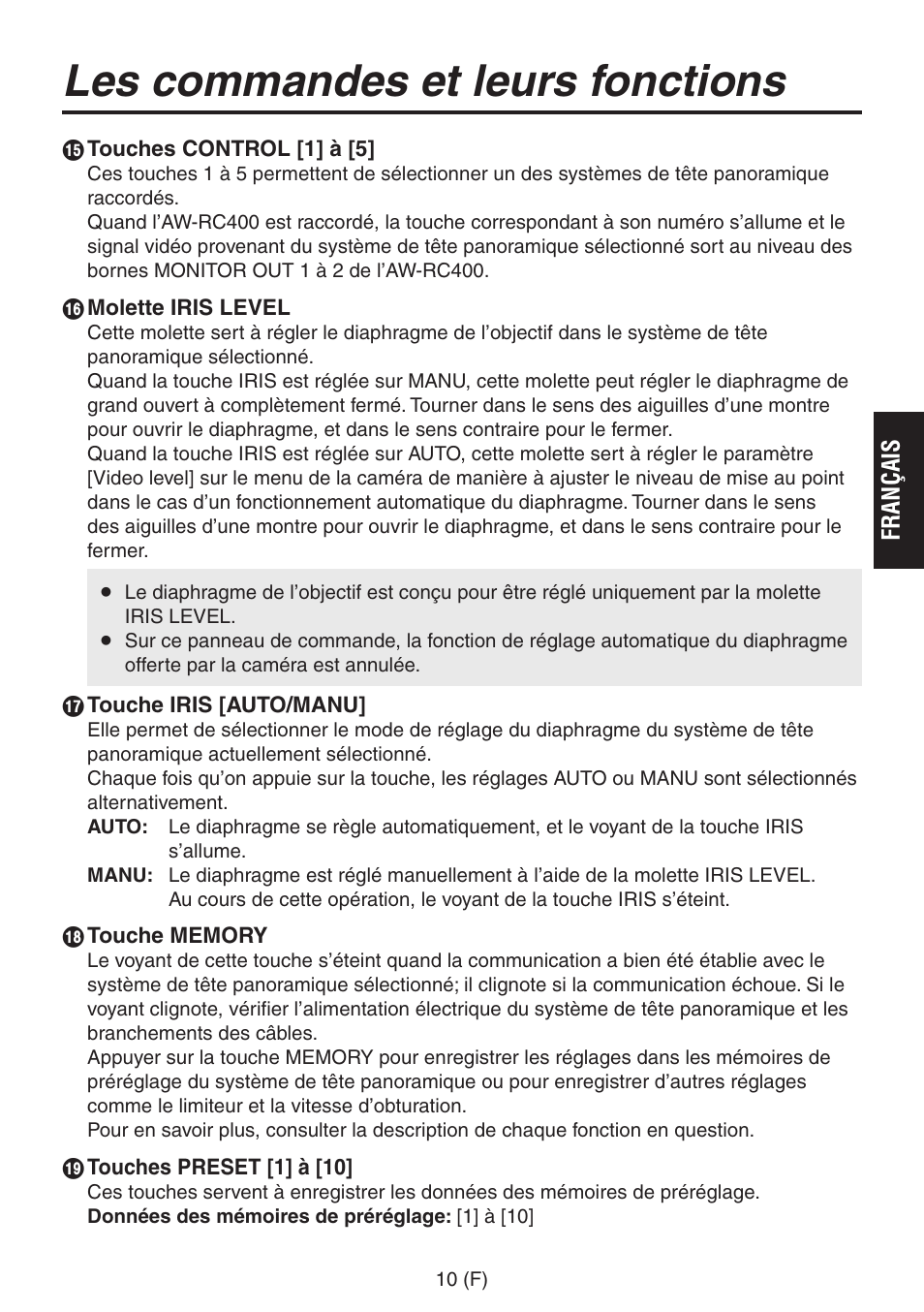 Les commandes et leurs fonctions | Panasonic AW-RP555 User Manual | Page 95 / 296