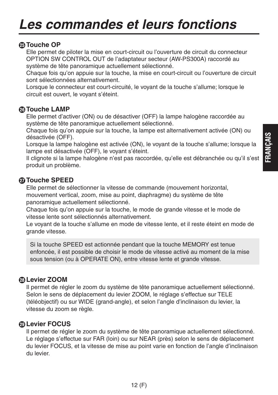 Les commandes et leurs fonctions | Panasonic AW-RP555 User Manual | Page 97 / 296
