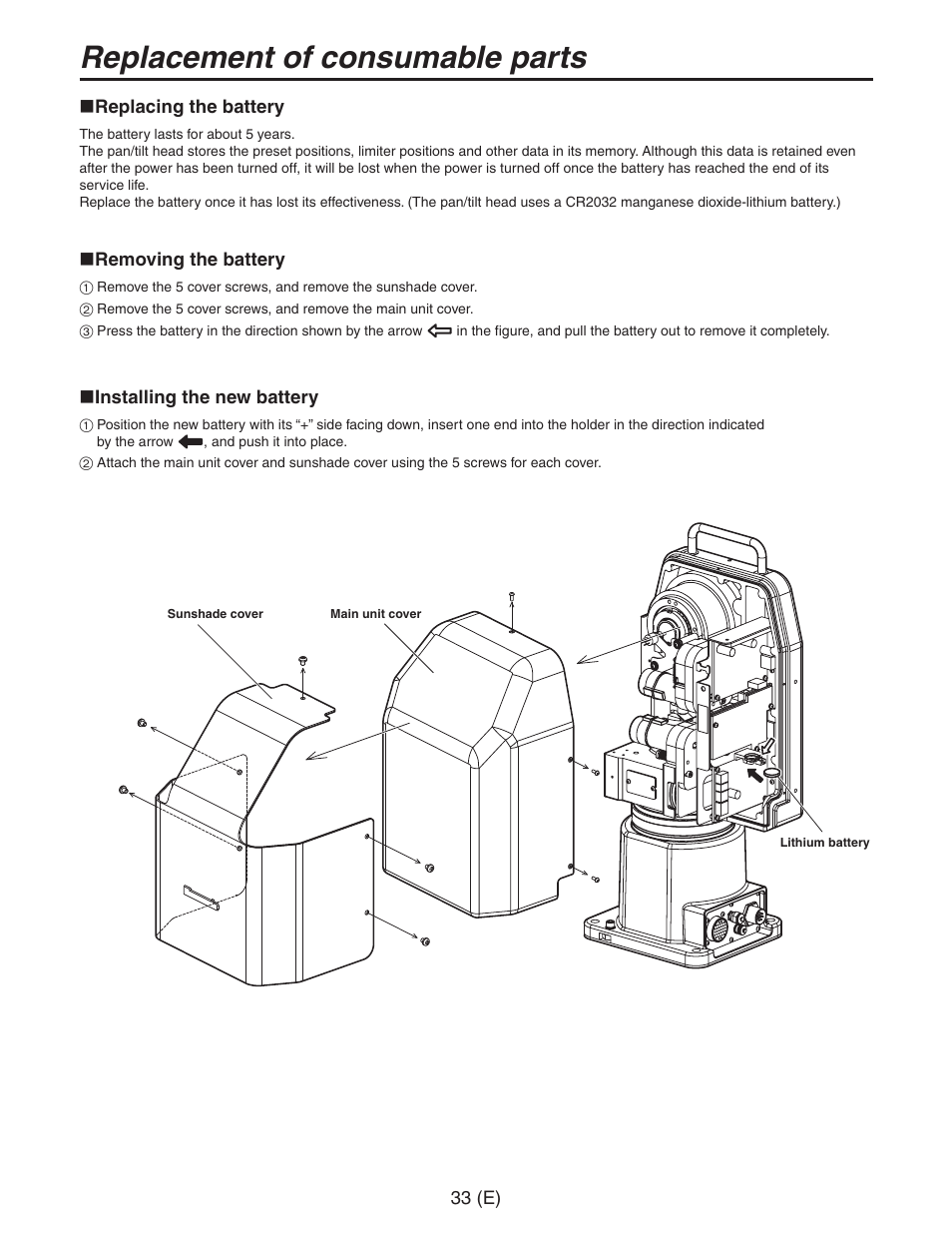 Replacementofconsumable parts, Replacement of consumable parts | Panasonic AW-PH650 User Manual | Page 34 / 44