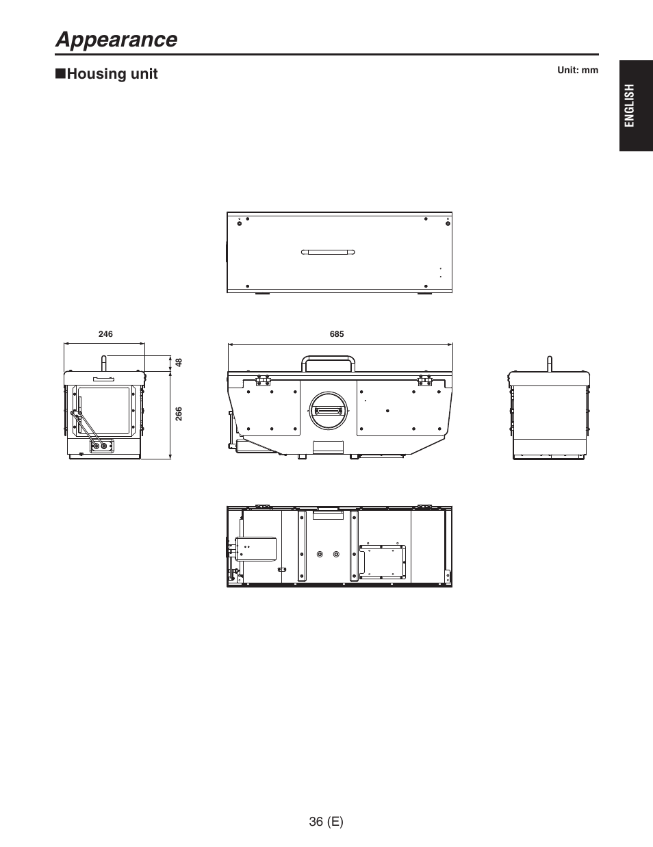 Housing unit, Appearance | Panasonic AW-PH650 User Manual | Page 37 / 44