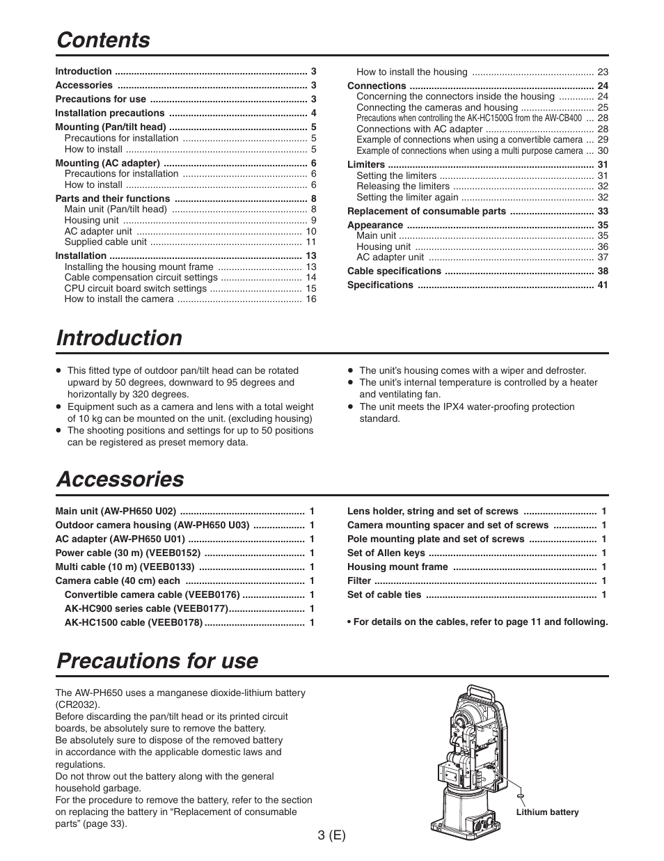 Panasonic AW-PH650 User Manual | Page 4 / 44