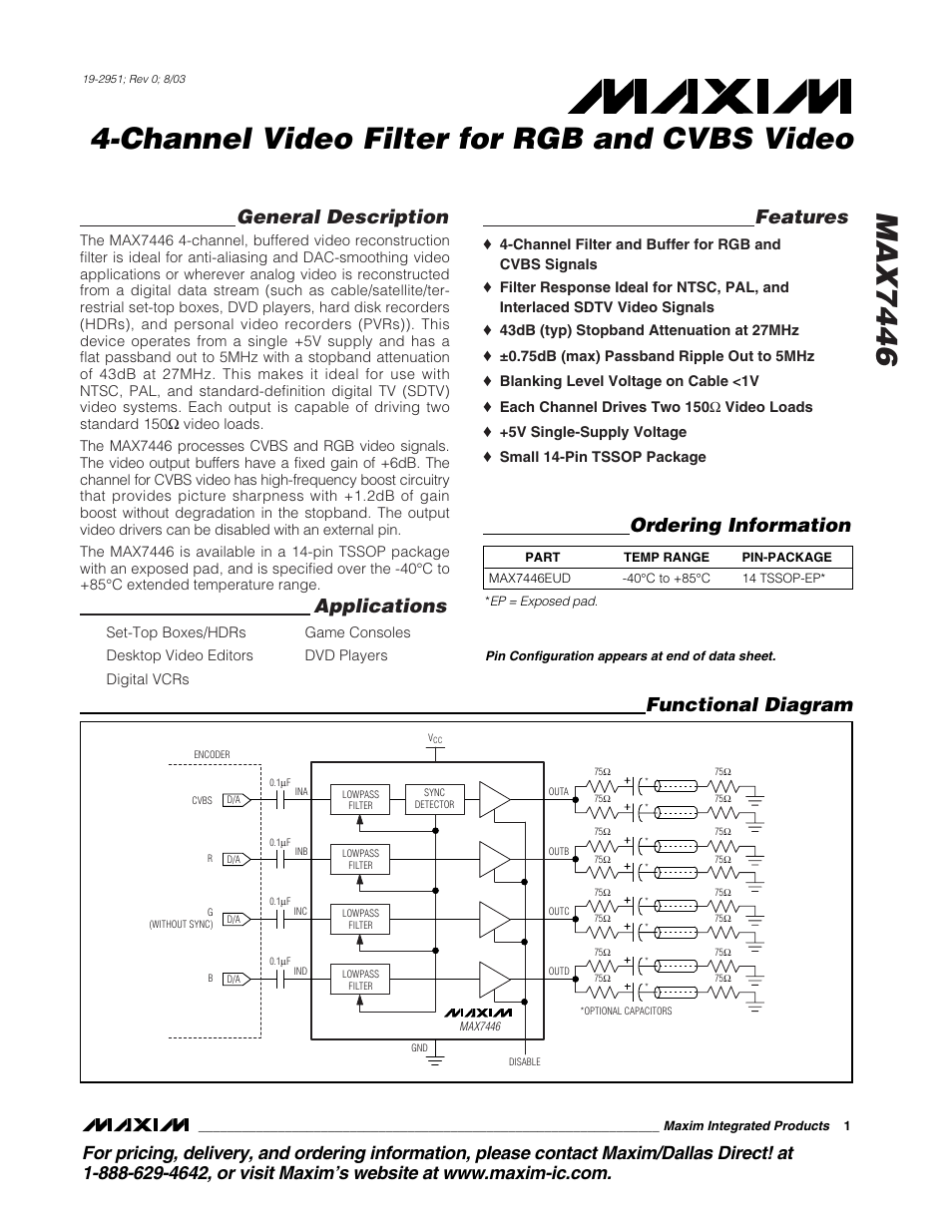 Rainbow Electronics MAX7446 User Manual | 6 pages