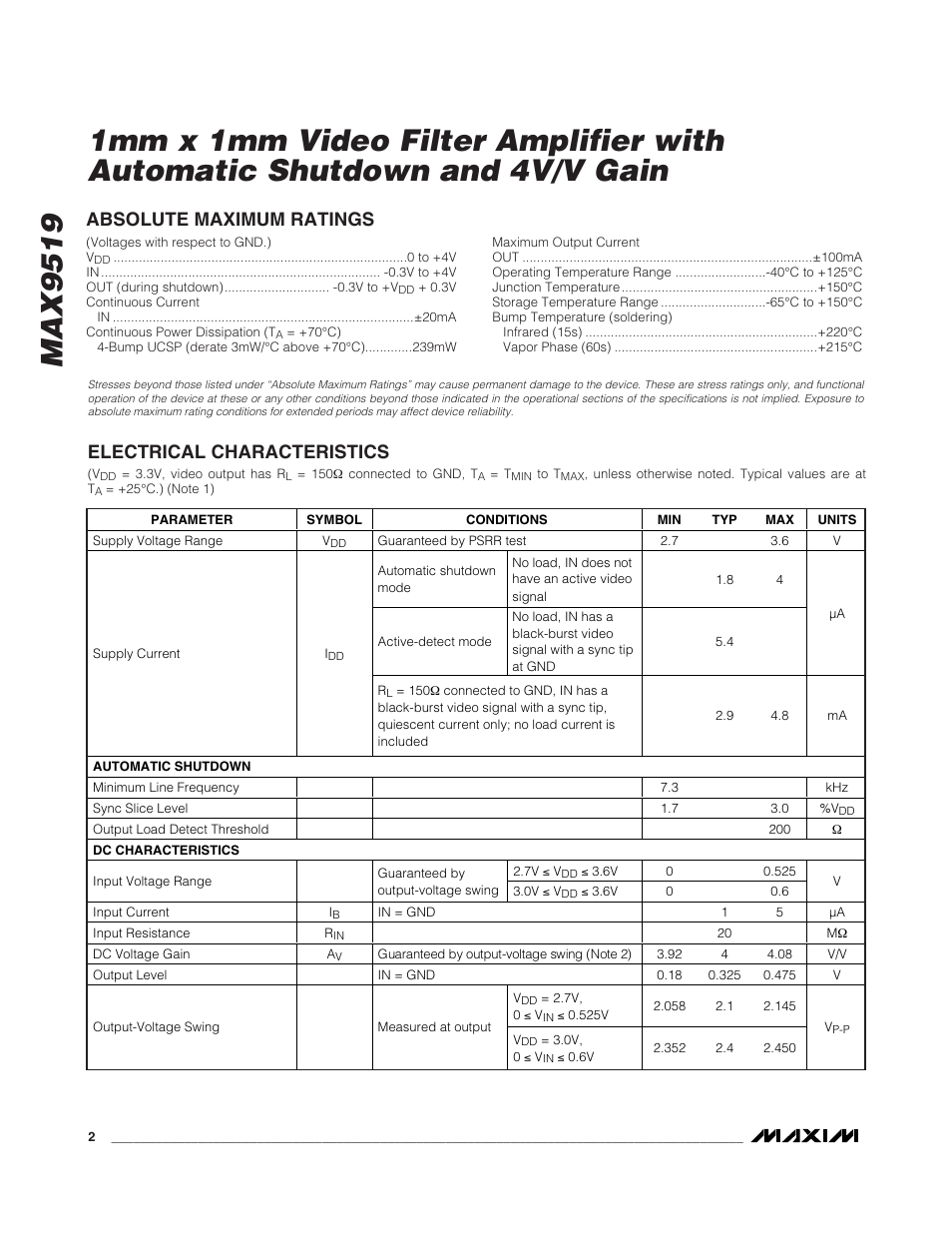 Rainbow Electronics MAX9519 User Manual | Page 2 / 9